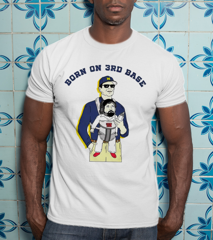 Born On 3rd Base Jim Harbaugh Michigan With Beard Baby T-Shirt