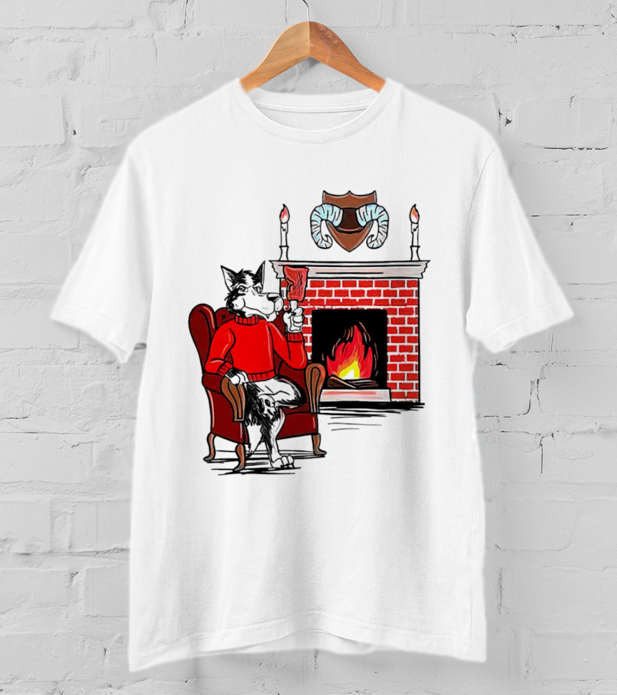 NC State Wolfpack Cozy Fireplace Christmas Scene Sweater Wolf T-Shirt