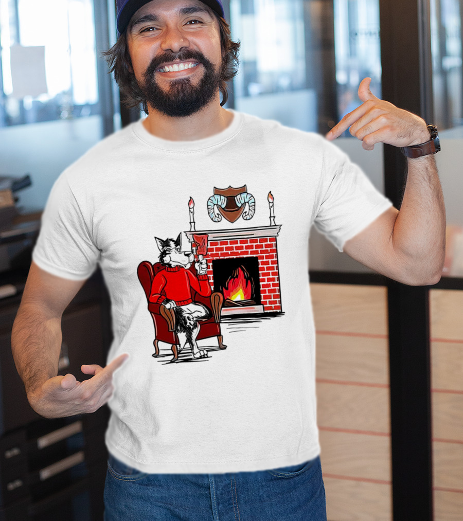 NC State Wolfpack Cozy Fireplace Christmas Scene Sweater Wolf T-Shirt