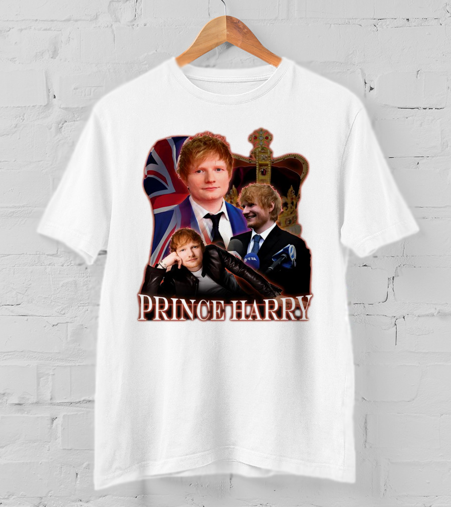 Prince Harry Ed Sheeran Union Jack Crown T-Shirt