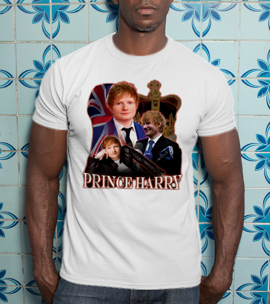 Prince Harry Ed Sheeran Union Jack Crown T-Shirt
