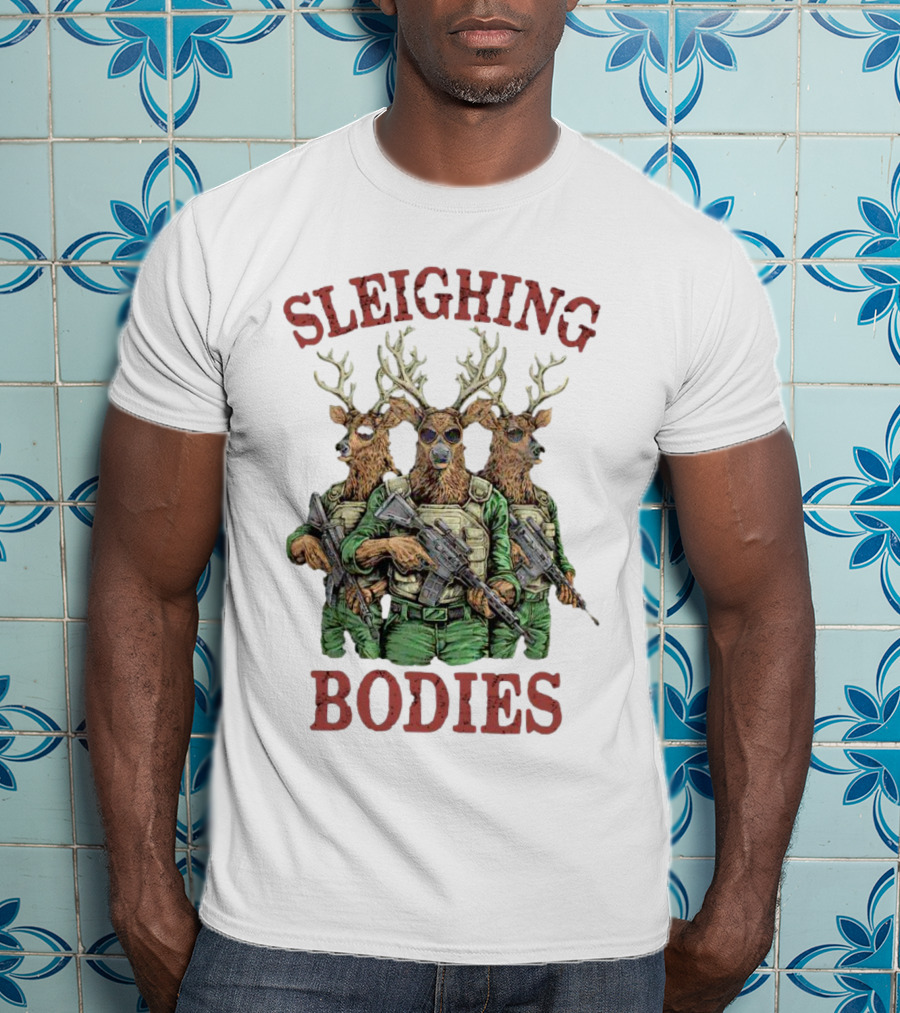 Sleighing Bodies Reindeer Soldiers T-Shirt