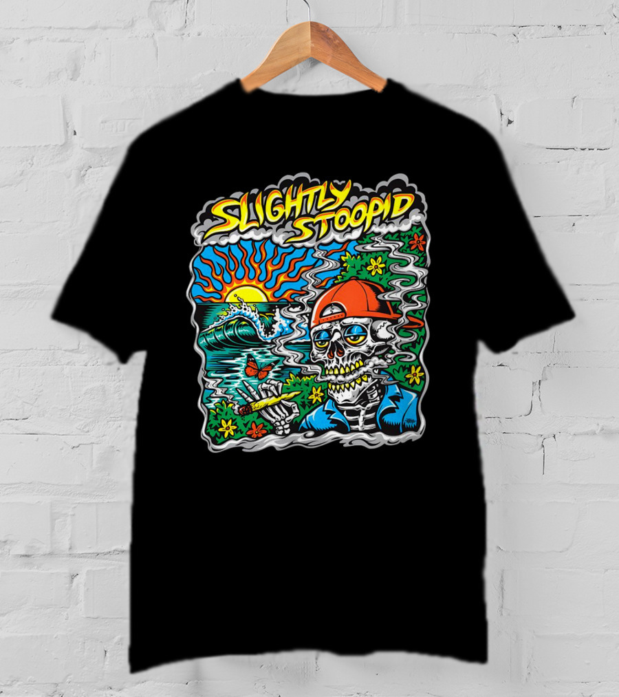 Slightly Stoopid Sun Surf Skeleton Smoke Wake And Bake T-Shirt