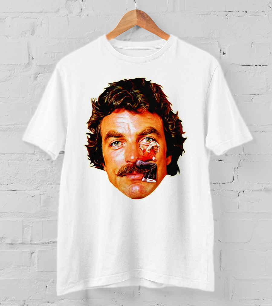Tom Selleck Mustache Ride Head Portrait With Man T-Shirt