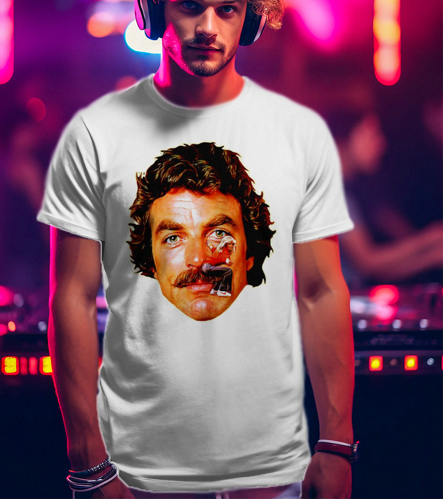 Tom Selleck Mustache Ride Head Portrait With Man T-Shirt