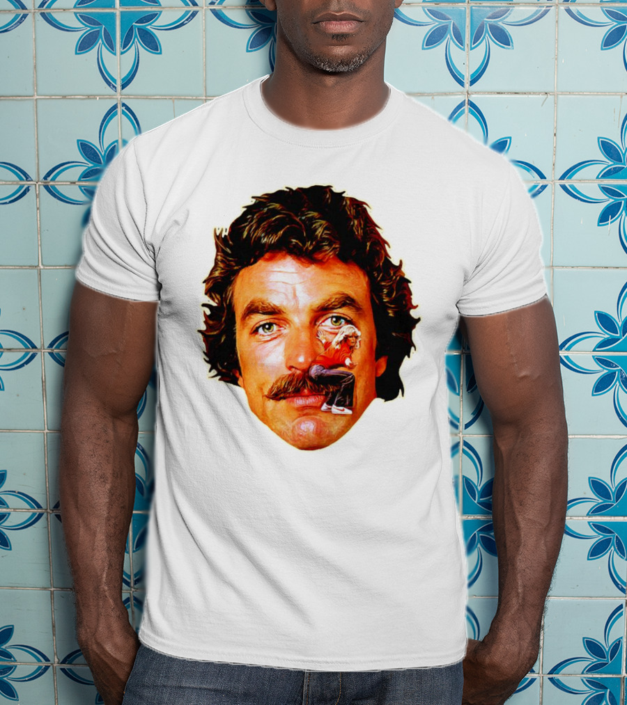 Tom Selleck Mustache Ride Head Portrait With Man T-Shirt