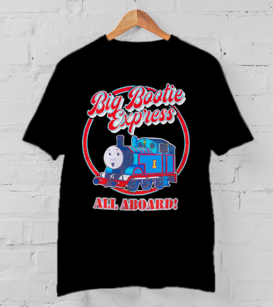 Big Bootie Express All Aboard Train Engine Character T-Shirt