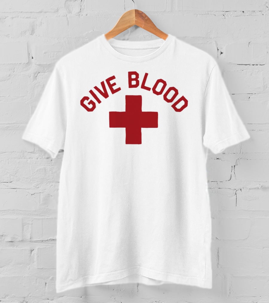 Give Blood Red Cross Text Red T-Shirt