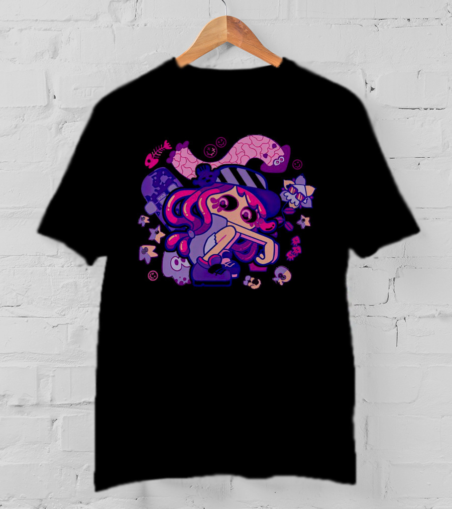 Hotlantis Harmony Splatoon Character Surrounded By Artistic Marine Elements T-Shirt