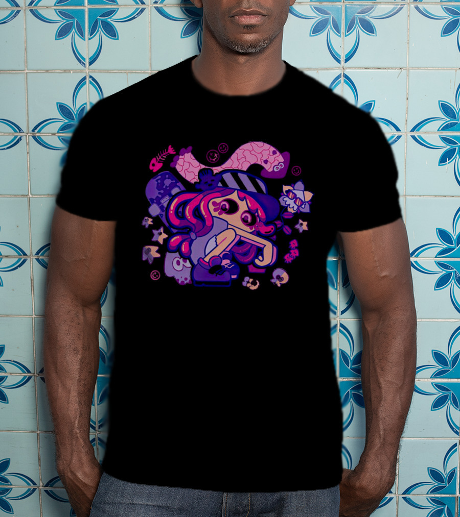 Hotlantis Harmony Splatoon Character Surrounded By Artistic Marine Elements T-Shirt
