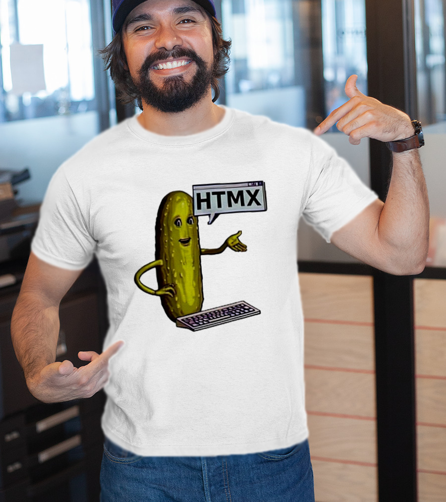 HTMX Keyboard Pickle T-Shirt