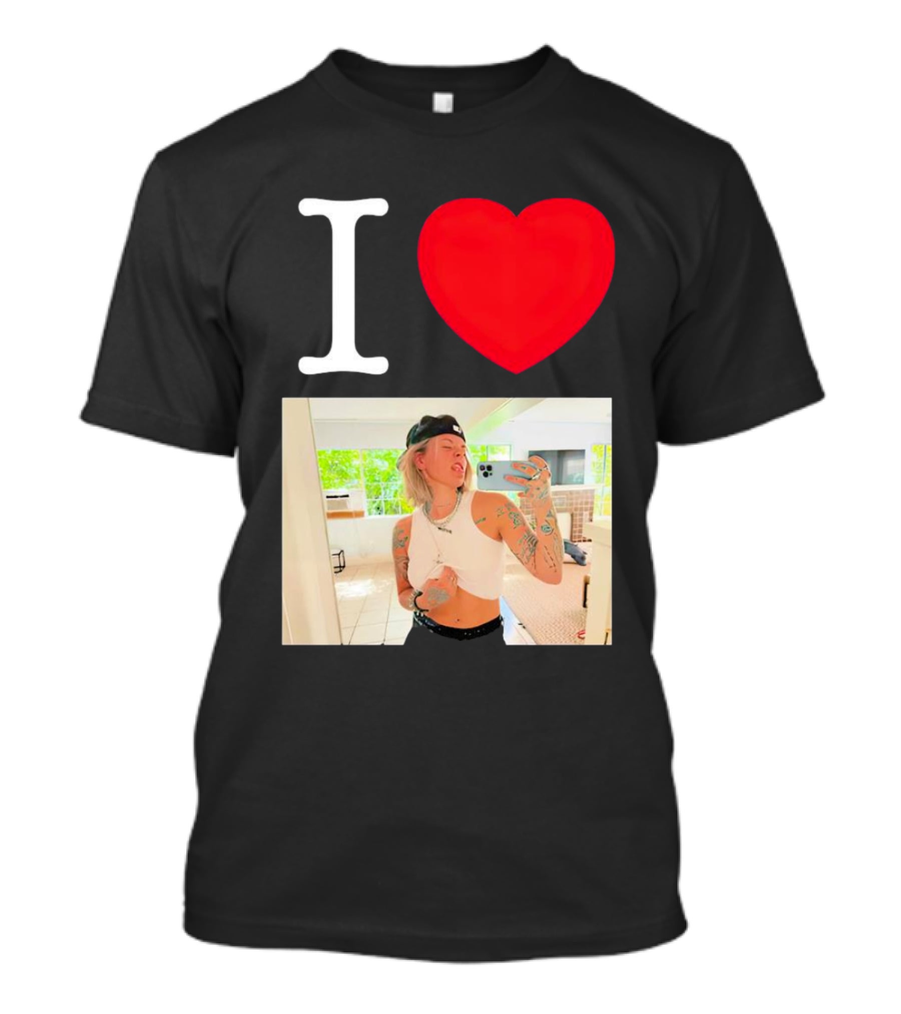 I Love Lauren Sanderson Tattooed White Crop Top Mirror Selfie Image T-Shirt