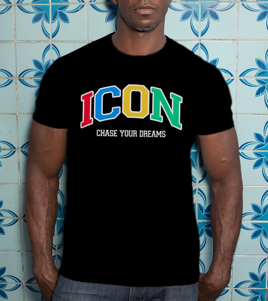 ICON Chase Your Dreams Multicolor Block Letters T-Shirt