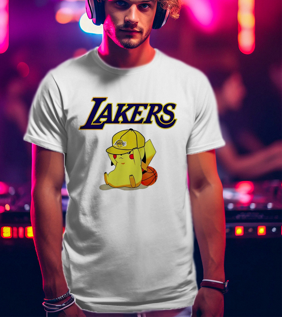 Lakers Pikachu Basketball Hat T-Shirt