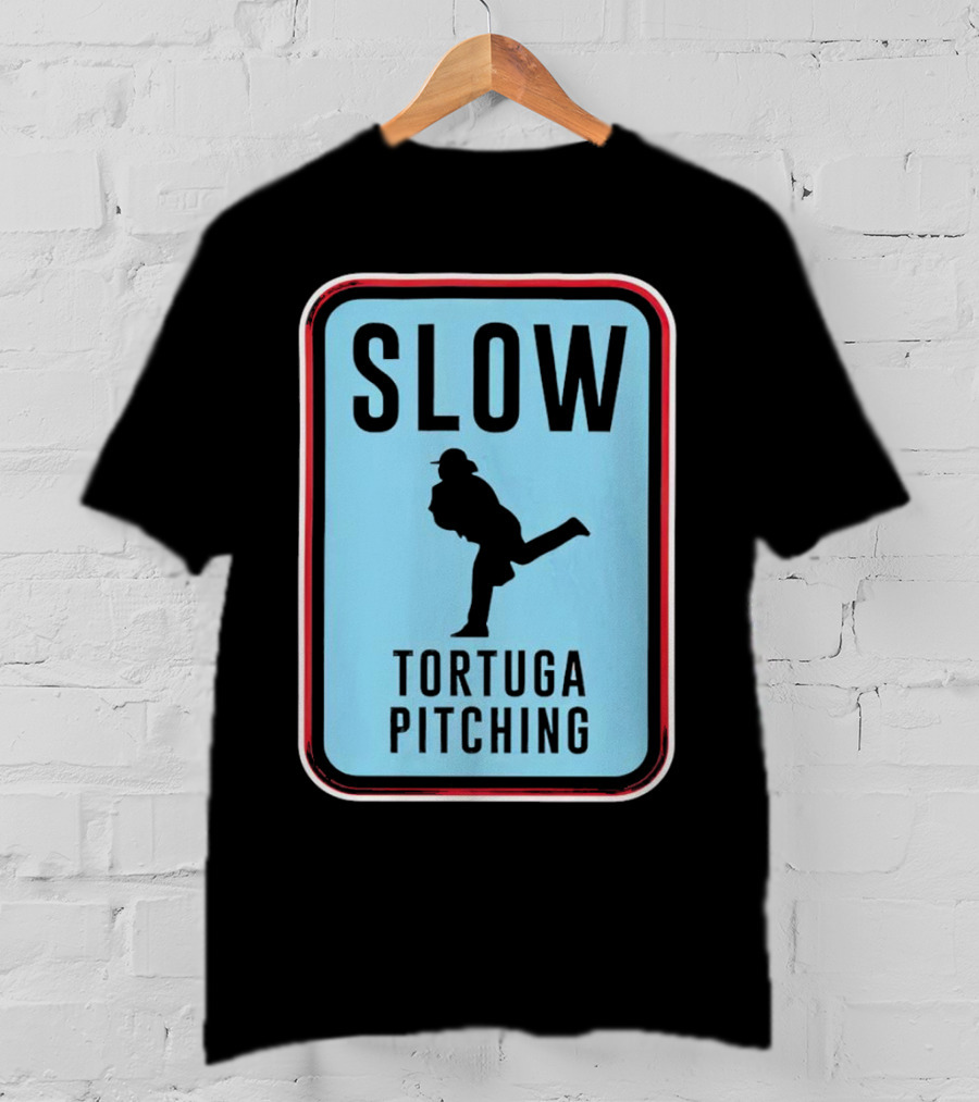SLOW Tortuga Pitching Sign Baseball T-Shirt