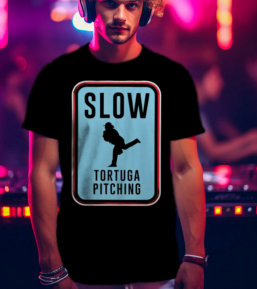 SLOW Tortuga Pitching Sign Baseball T-Shirt