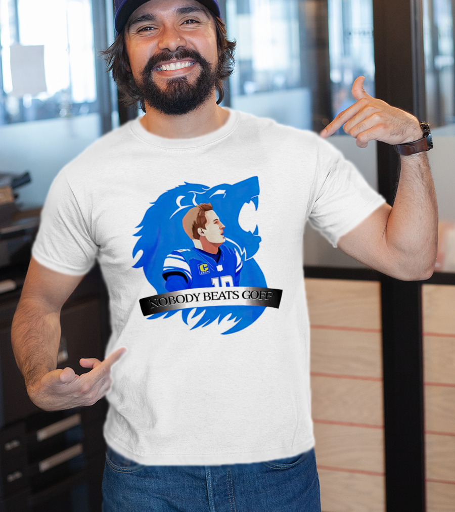 That’s Good Sports Nobody Beats Goff Blue Lion Football Player T-Shirt