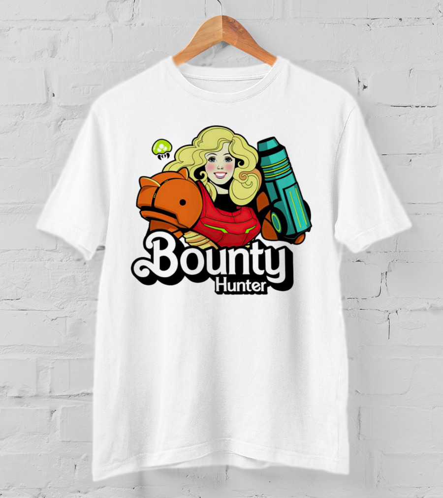 Bounty Hunter Retro Blonde Character With Sci-Fi Armor T-Shirt