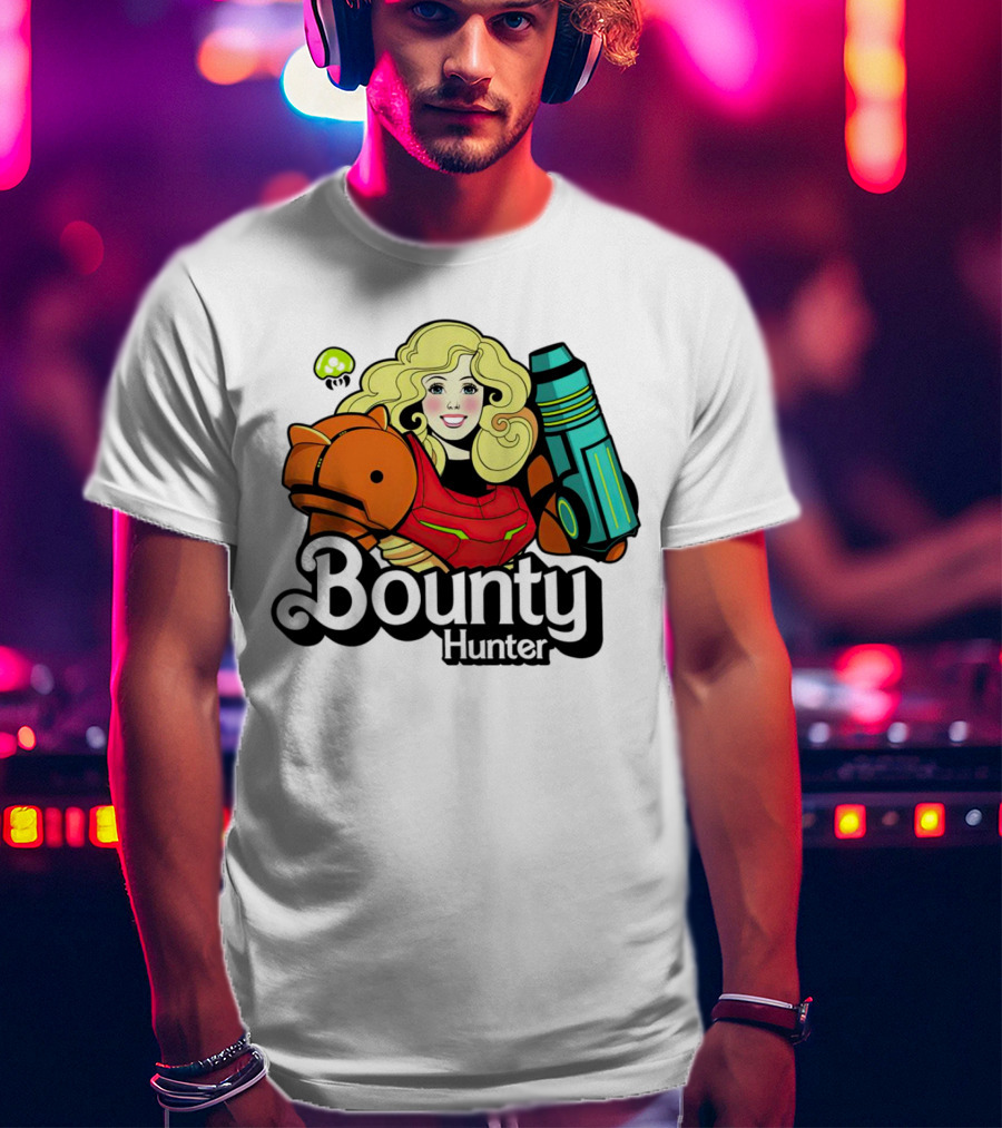 Bounty Hunter Retro Blonde Character With Sci-Fi Armor T-Shirt