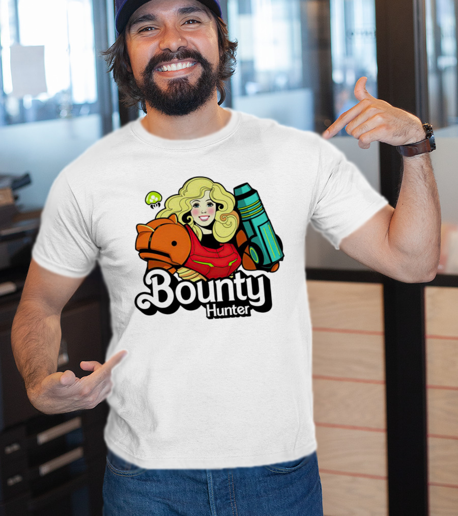 Bounty Hunter Retro Blonde Character With Sci-Fi Armor T-Shirt
