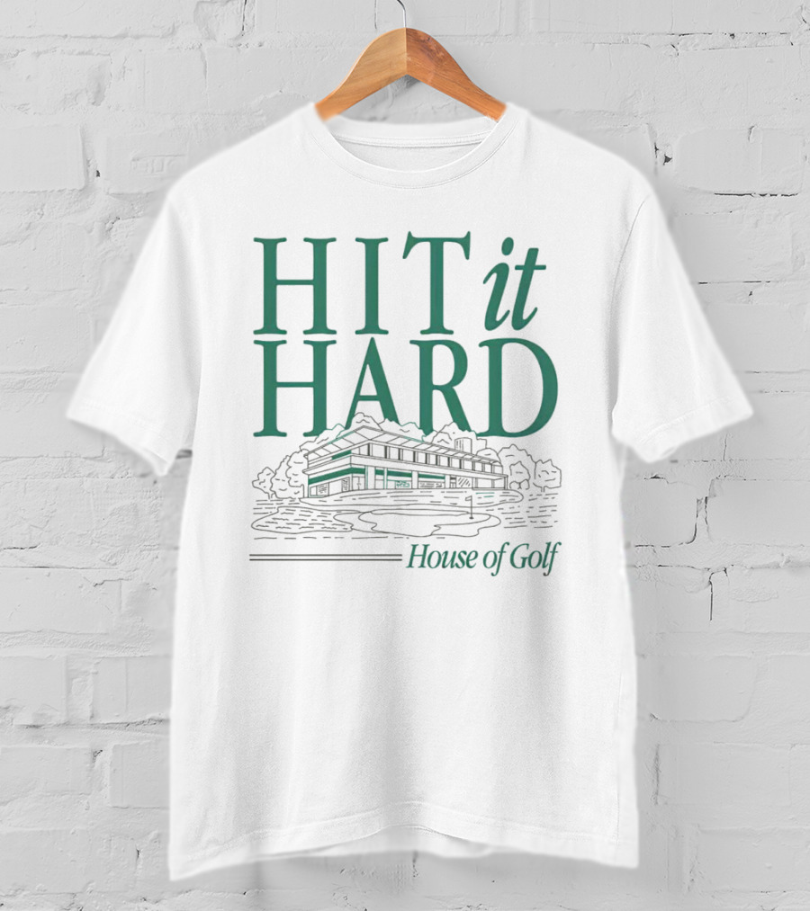 Hit It Hard House Of Golf Sports Building Outline T-Shirt
