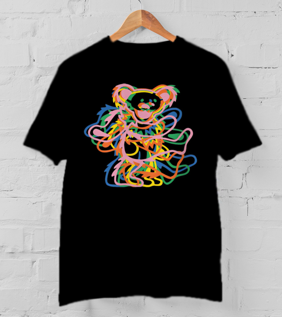 Grateful Dead Colorful Dancing Bear Icon Multicolor Overlay T-Shirt