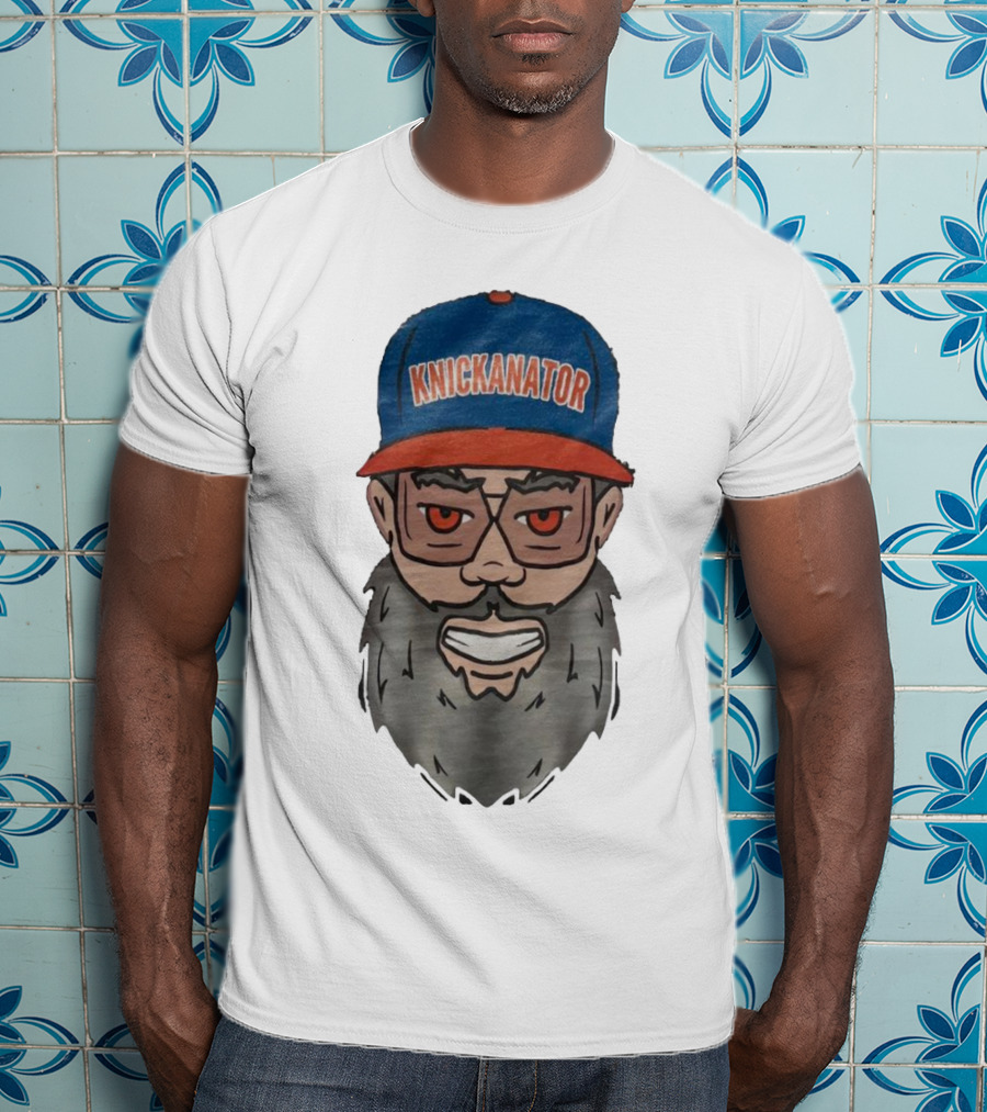 Nickanator New York Knicks Beard Hat Face T-Shirt