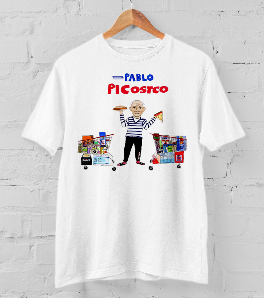 Pablo Picostco Costco Shopping Cart Foodчитывается образ человека с пиццей и бургером T-Shirt