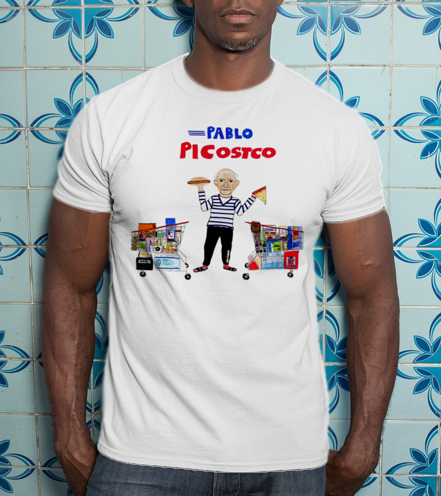 Pablo Picostco Costco Shopping Cart Foodчитывается образ человека с пиццей и бургером T-Shirt