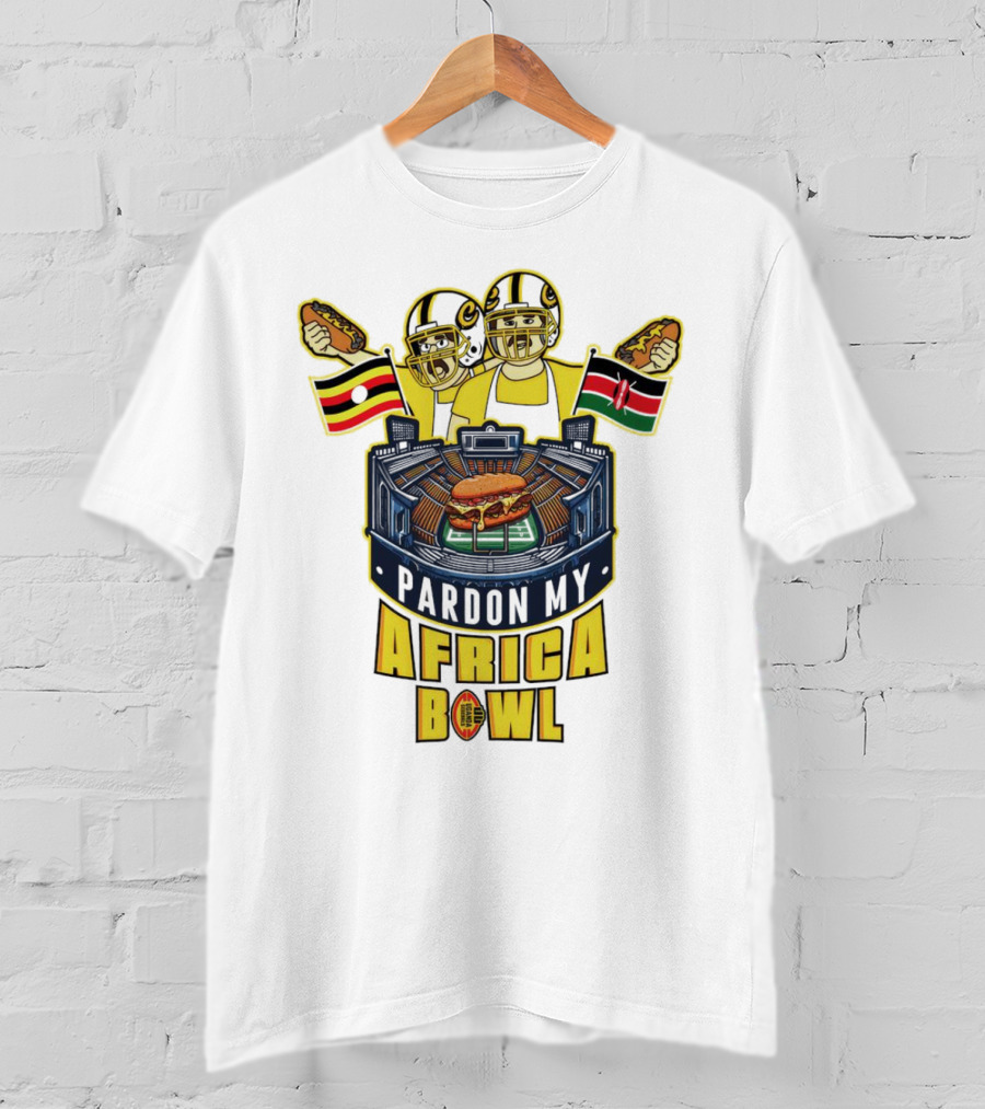 Pardon My Africa Bowl Football Players Burger Stadium Flags T-Shirt