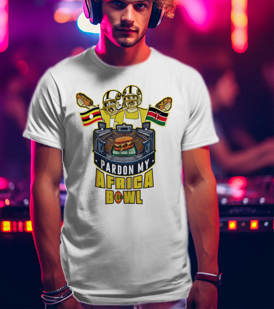 Pardon My Africa Bowl Football Players Burger Stadium Flags T-Shirt