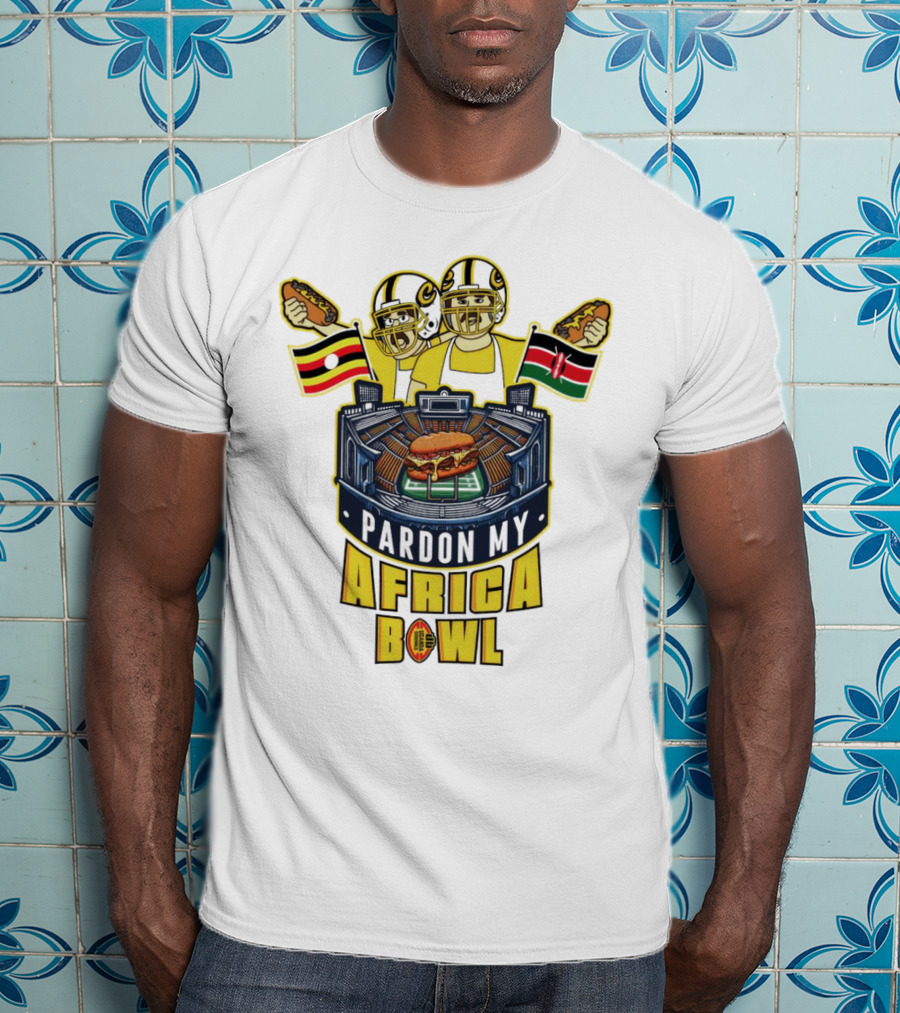 Pardon My Africa Bowl Football Players Burger Stadium Flags T-Shirt