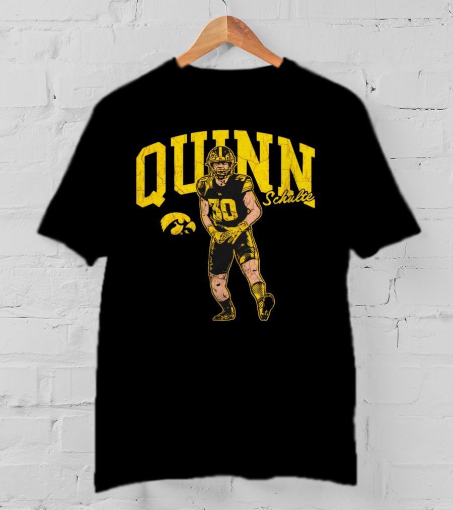 Quinn Schulte Iowa Hawkeyes Football Number 10 Cartoon T-Shirt