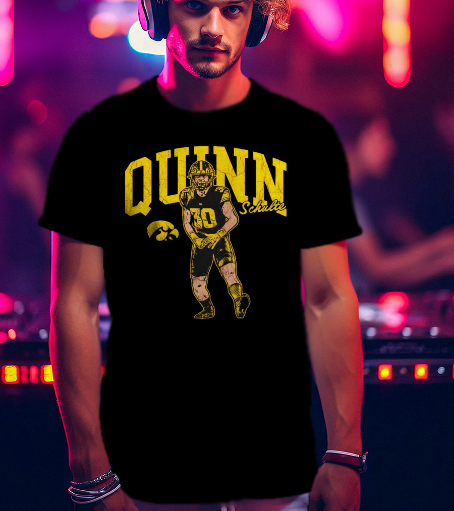 Quinn Schulte Iowa Hawkeyes Football Number 10 Cartoon T-Shirt