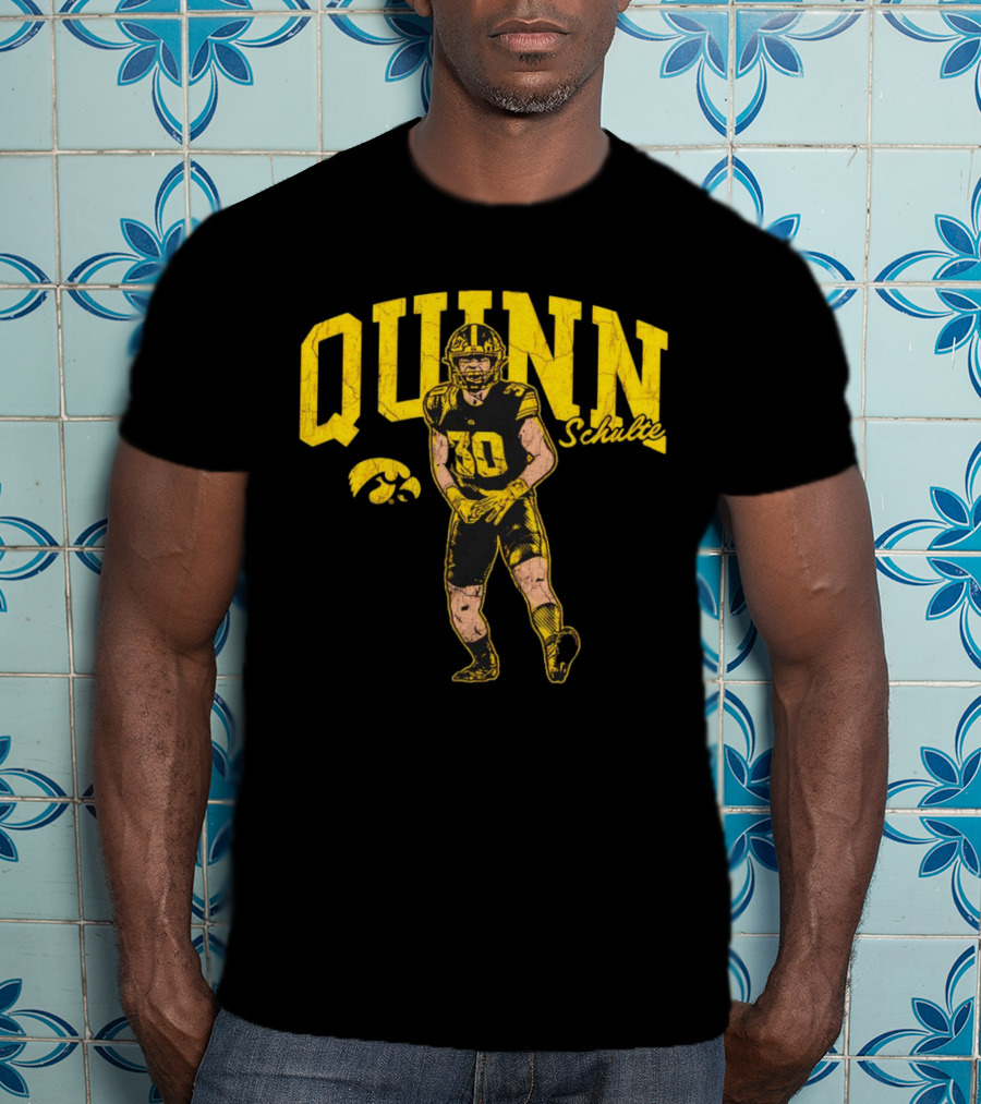 Quinn Schulte Iowa Hawkeyes Football Number 10 Cartoon T-Shirt