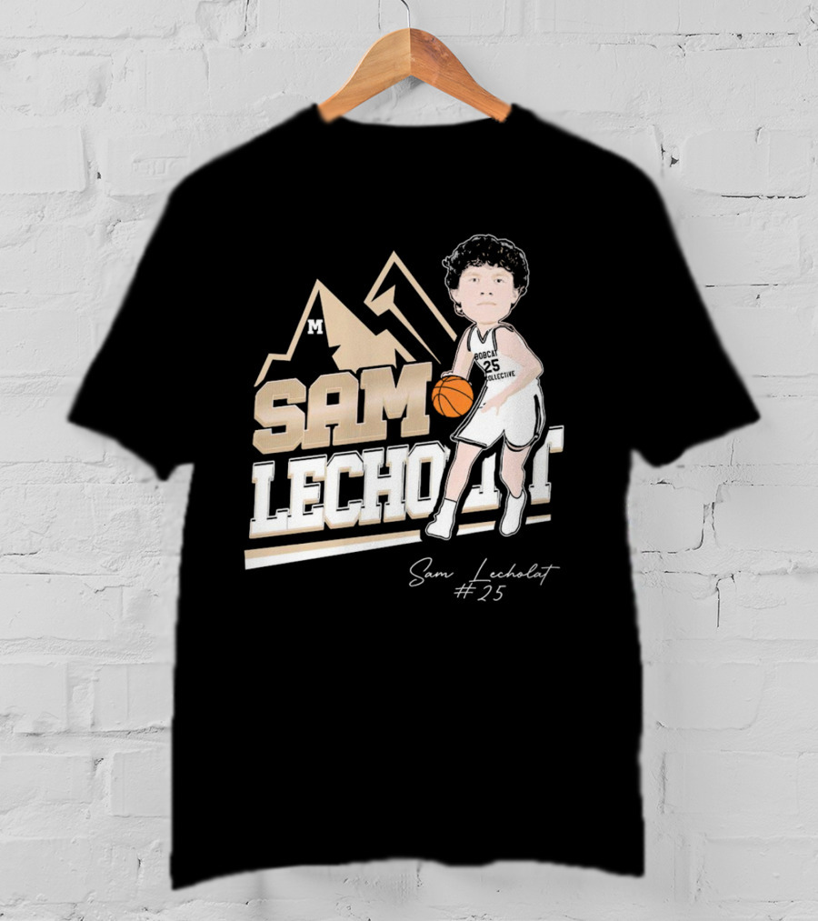 Sam Lecholat Montana State Bobcats Collective #25 Signature Basketball Player M T-Shirt