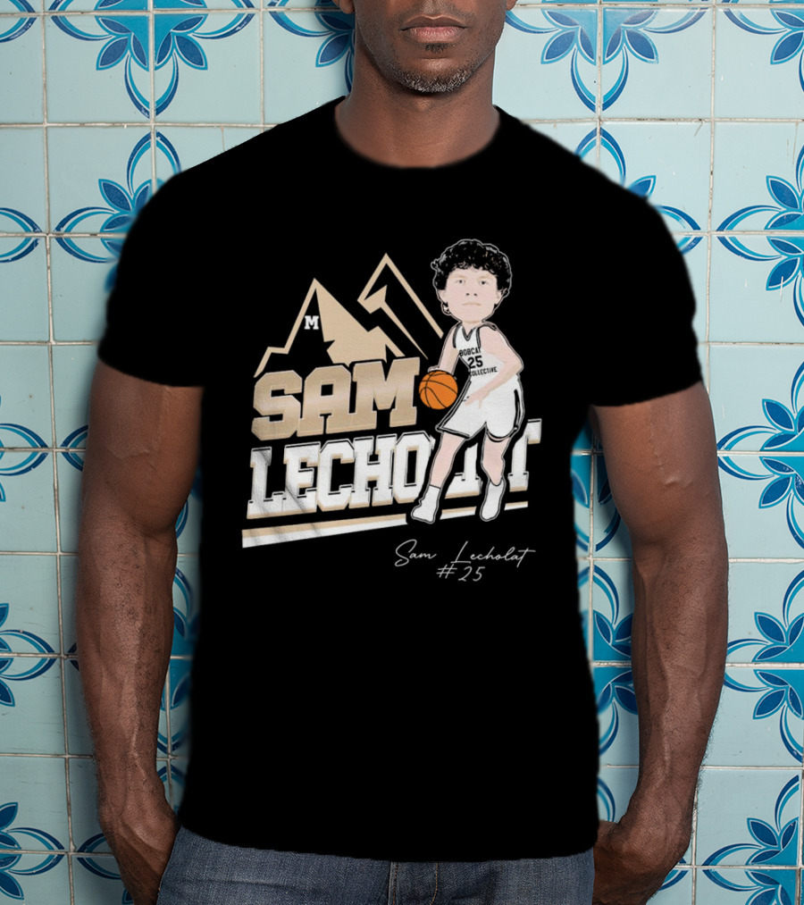 Sam Lecholat Montana State Bobcats Collective #25 Signature Basketball Player M T-Shirt
