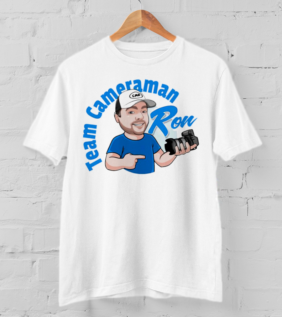 Team Cameraman Ron Cartoon Character Holding Camera T-Shirt