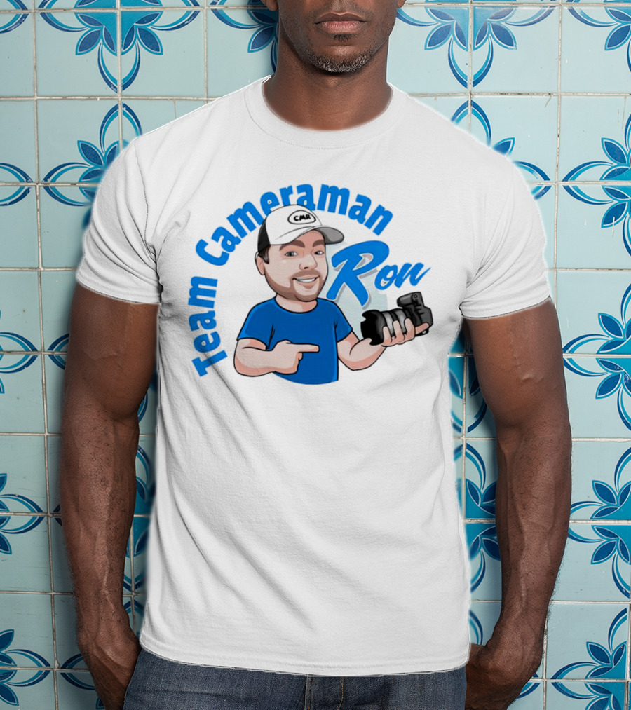 Team Cameraman Ron Cartoon Character Holding Camera T-Shirt