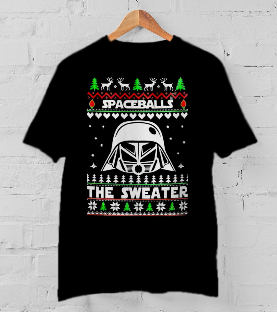 Spaceballs Darth Vader The Sweater Christmas Reindeer Snowflakes Trees T-Shirt