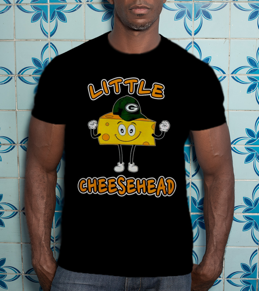 Green Bay Packers Little Cheesehead Illustration With Football Helmet T-Shirt