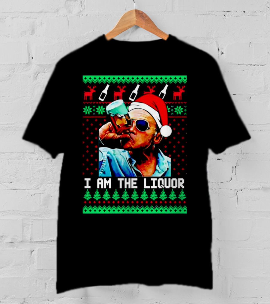 Jim Lahey I Am The Liquor Christmas Santa Hat Reindeer And Bottles T-Shirt