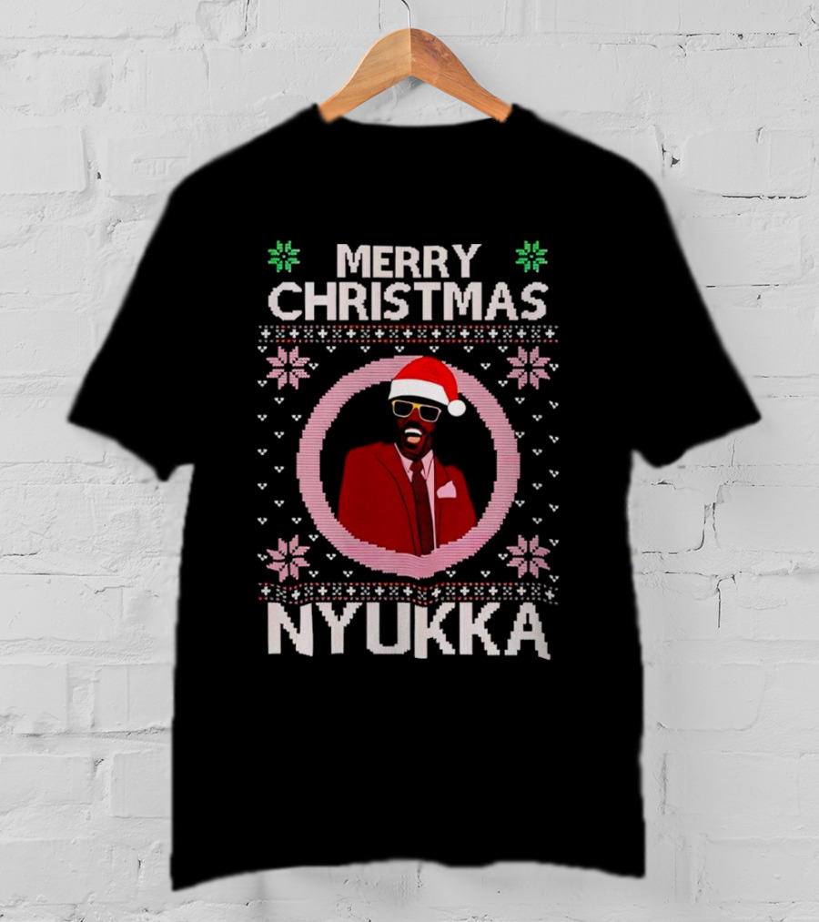 Merry Christmas Nyukka Santa Hat Snowflakes T-Shirt
