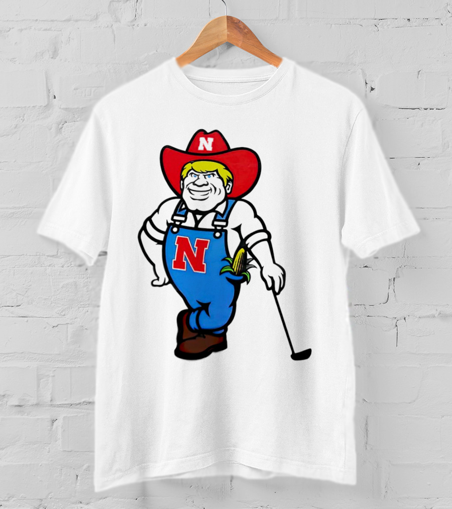 Nebraska Huskers Herbie Husker Iconic Corn Golf Character T-Shirt