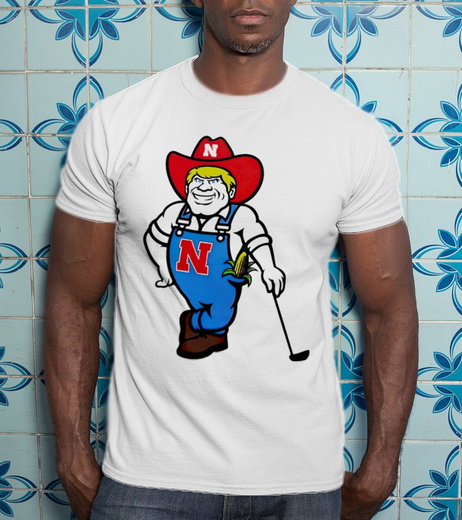 Nebraska Huskers Herbie Husker Iconic Corn Golf Character T-Shirt