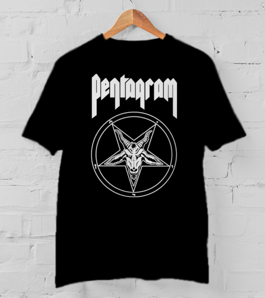 Pentagram Relentless Goat Head Symbol In Circle T-Shirt