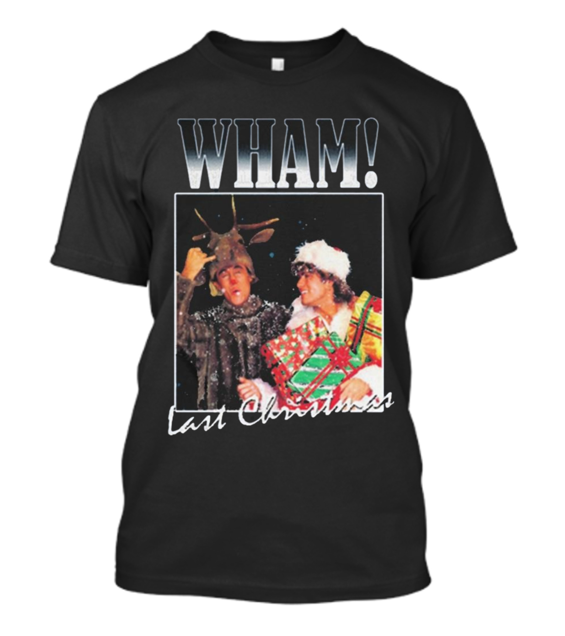 WHAM Last Christmas Reindeer And Santa Costume Scene T-Shirt