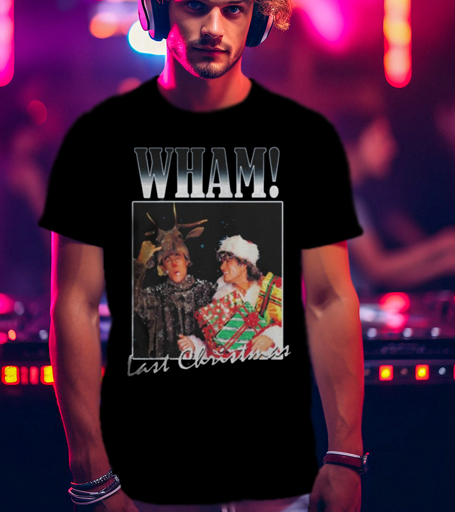 WHAM Last Christmas Reindeer And Santa Costume Scene T-Shirt