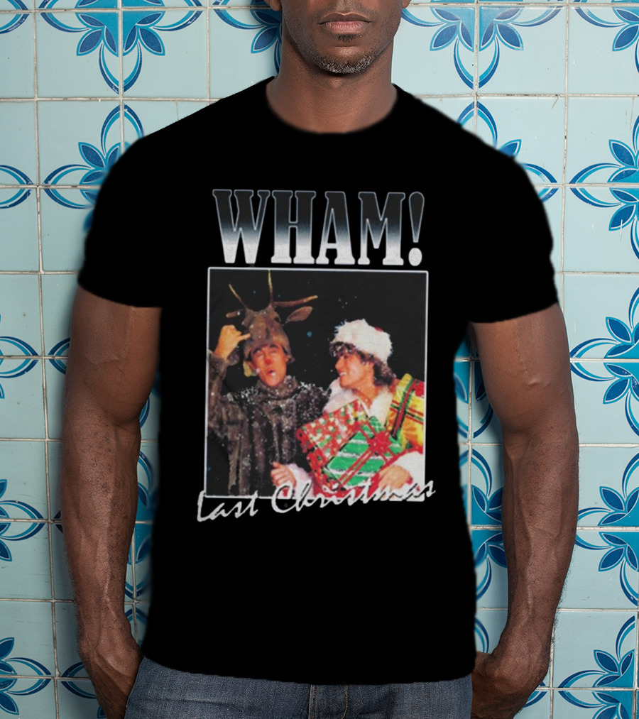 WHAM Last Christmas Reindeer And Santa Costume Scene T-Shirt