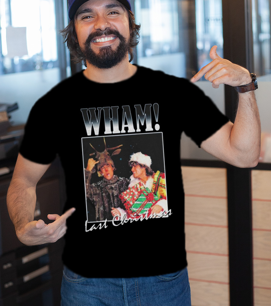 WHAM Last Christmas Reindeer And Santa Costume Scene T-Shirt